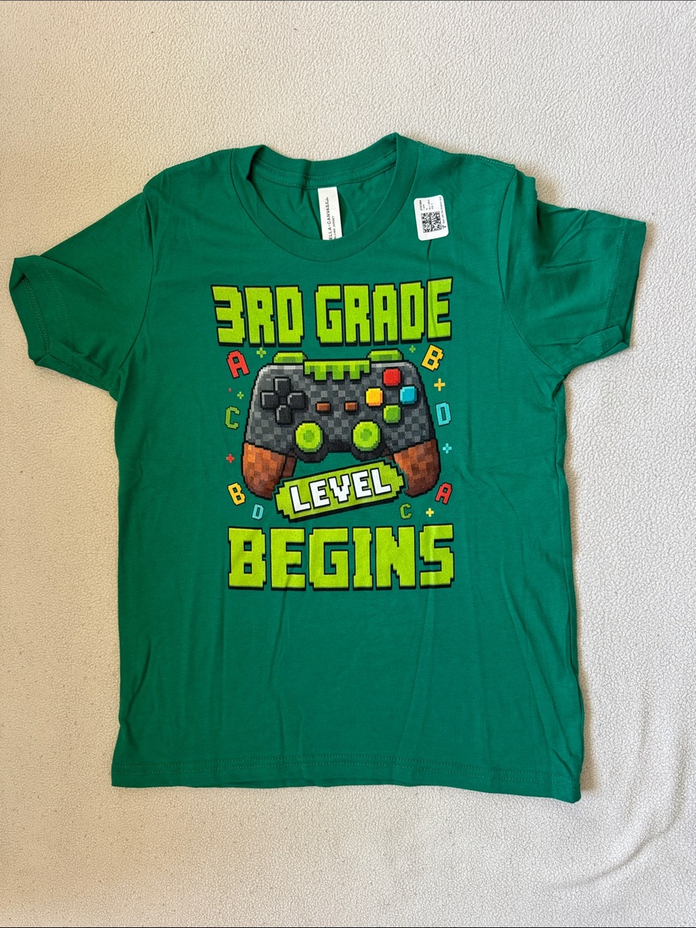 Bella Canvas Kids - Boys Green "3rd Grade Level Begins" Graphic Tee